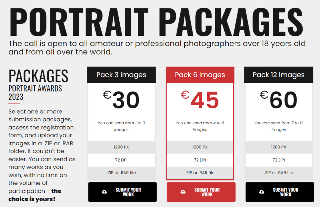 Portrait Photography Awards 2023? costo concorso fotografico 